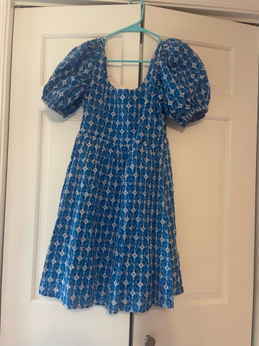 RHODE/Target Blue Floral Puff-Sleeve Embroidered Mini Dress